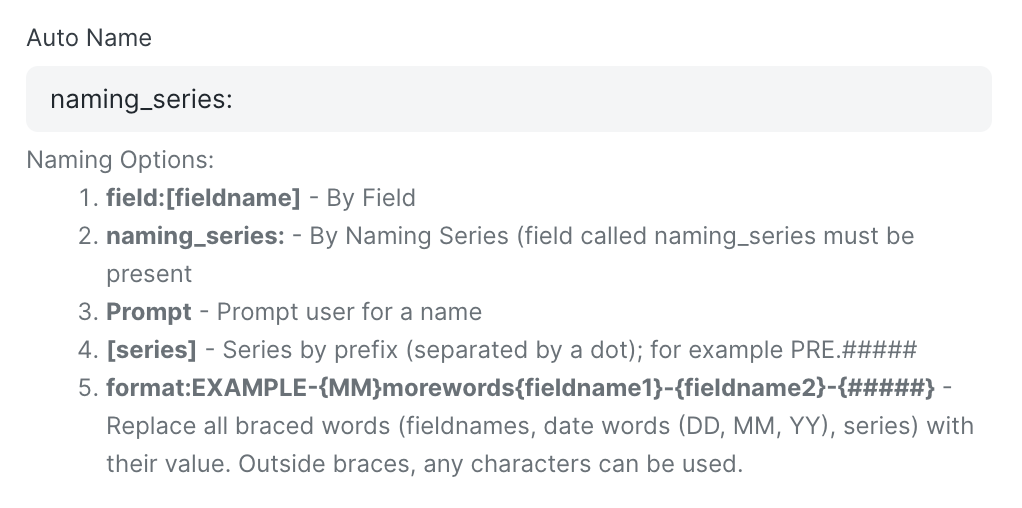 naming by series by field
